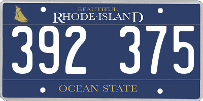RI license plate 392375