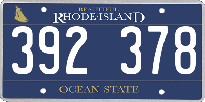 RI license plate 392378
