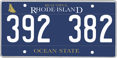 RI license plate 392382