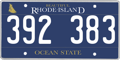 RI license plate 392383