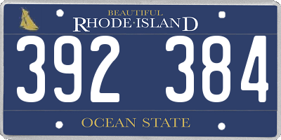 RI license plate 392384