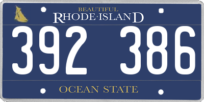 RI license plate 392386