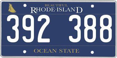 RI license plate 392388