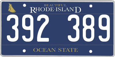 RI license plate 392389