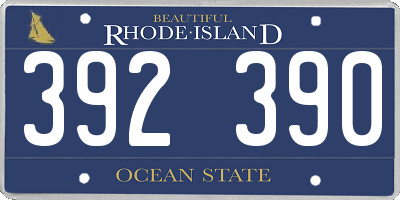 RI license plate 392390