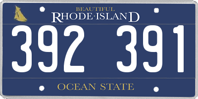 RI license plate 392391