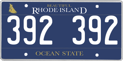 RI license plate 392392
