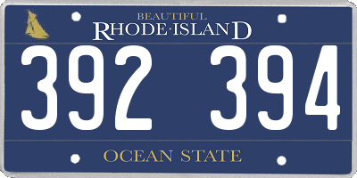 RI license plate 392394