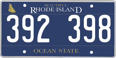 RI license plate 392398