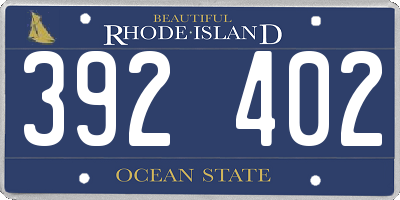 RI license plate 392402