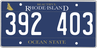 RI license plate 392403