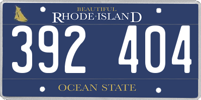 RI license plate 392404