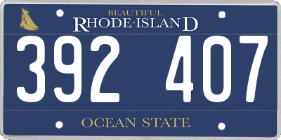 RI license plate 392407