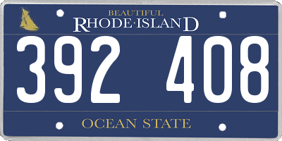 RI license plate 392408