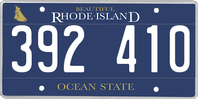 RI license plate 392410