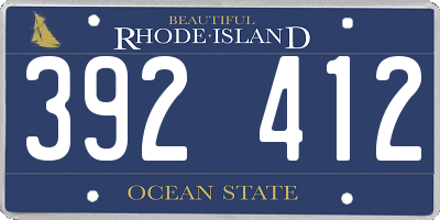 RI license plate 392412