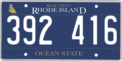 RI license plate 392416