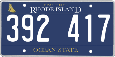 RI license plate 392417