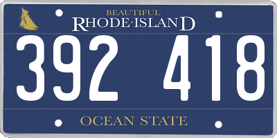 RI license plate 392418