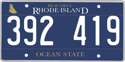 RI license plate 392419