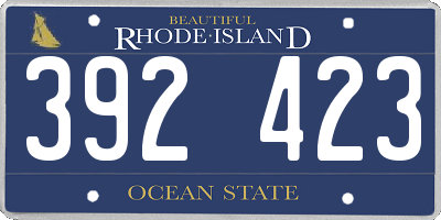 RI license plate 392423