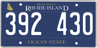 RI license plate 392430