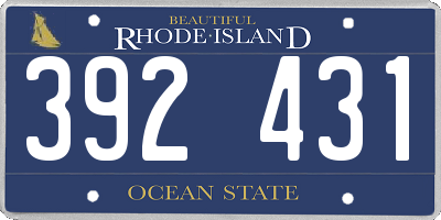 RI license plate 392431
