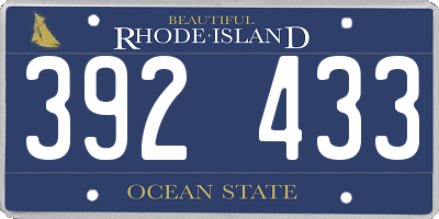 RI license plate 392433