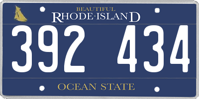 RI license plate 392434