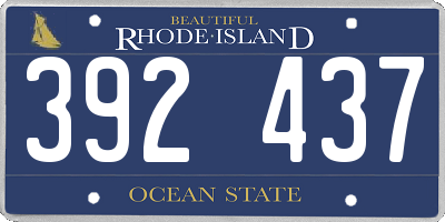 RI license plate 392437