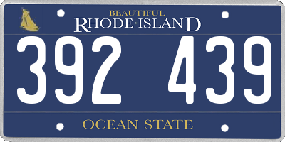 RI license plate 392439