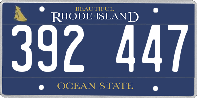 RI license plate 392447