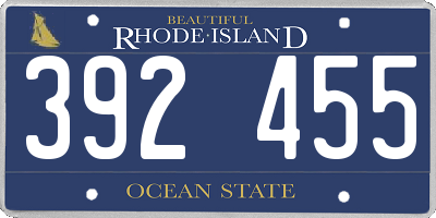 RI license plate 392455