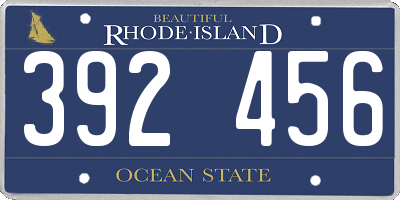 RI license plate 392456