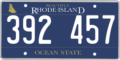 RI license plate 392457