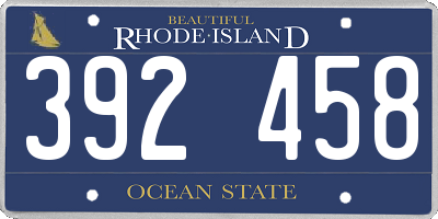 RI license plate 392458