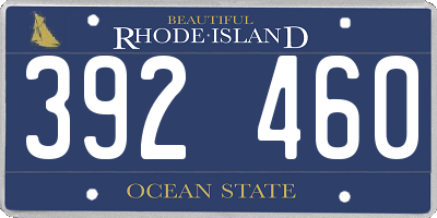 RI license plate 392460