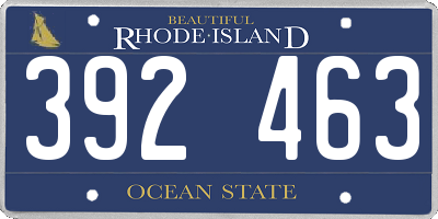 RI license plate 392463