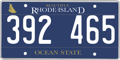 RI license plate 392465