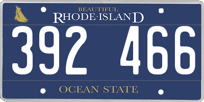 RI license plate 392466