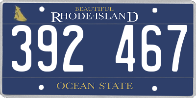 RI license plate 392467