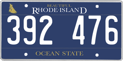 RI license plate 392476