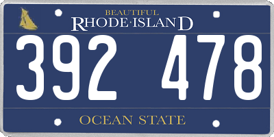 RI license plate 392478