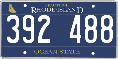 RI license plate 392488