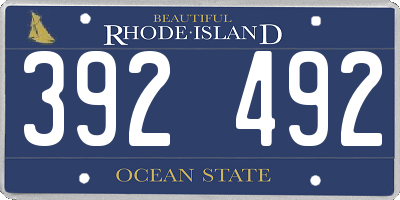 RI license plate 392492