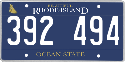 RI license plate 392494
