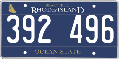 RI license plate 392496