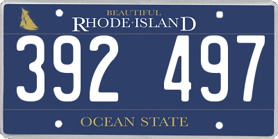 RI license plate 392497