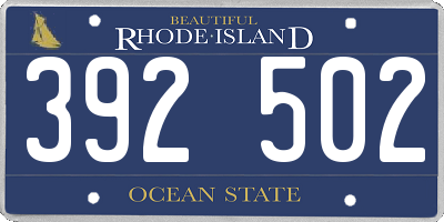 RI license plate 392502