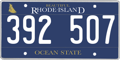RI license plate 392507